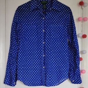 Ralph Lauren Blue and White Polka Dot Casual Shirt